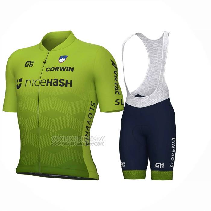 2023 Cycling Jersey Slovenia Green Short Sleeve and Bib Short